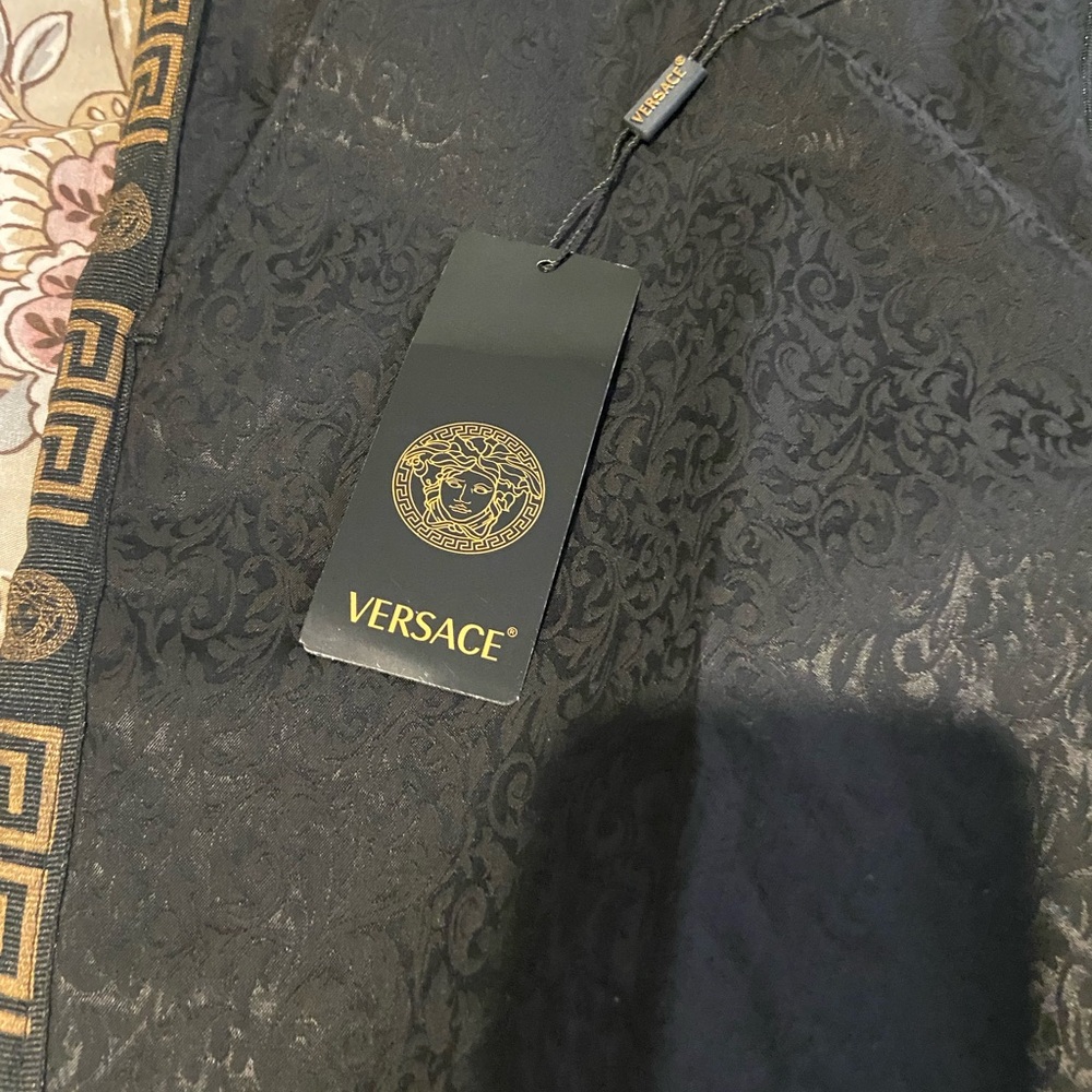 Versace Black and Gold Patterned Pants